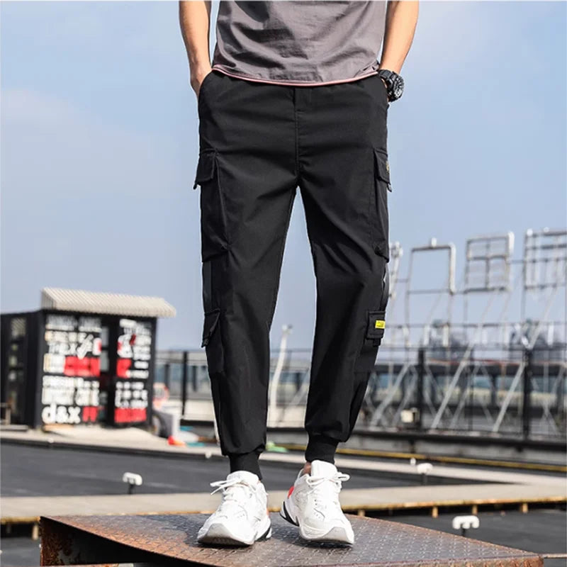 Men's Casual Cargo Pants Spring Summer American Streetwear Loose Plus Size Straight Leg Youth Stylish Modern Utility - Clikcy