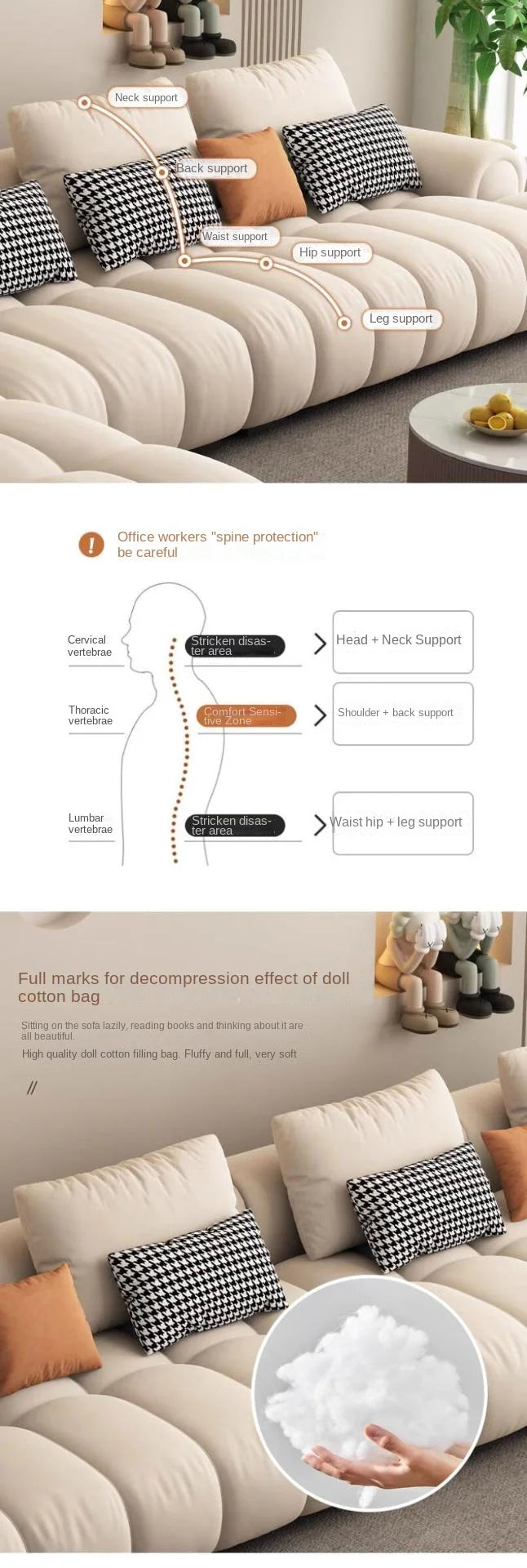 Large Filler Beige Sofas Wood Design Reclining Designer Luxury Couch Lounges Modular Nordic Divano Soggiorno Unique Furniture - Clikcy