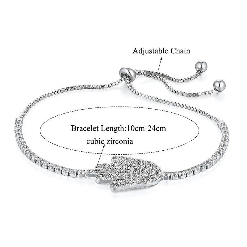 Luxury New Trendy Gold Color AAA Zircon Rhinestone Bracelet Chain Charm Valentine's Day Jewelry Gifts For Women Lovers - Clikcy