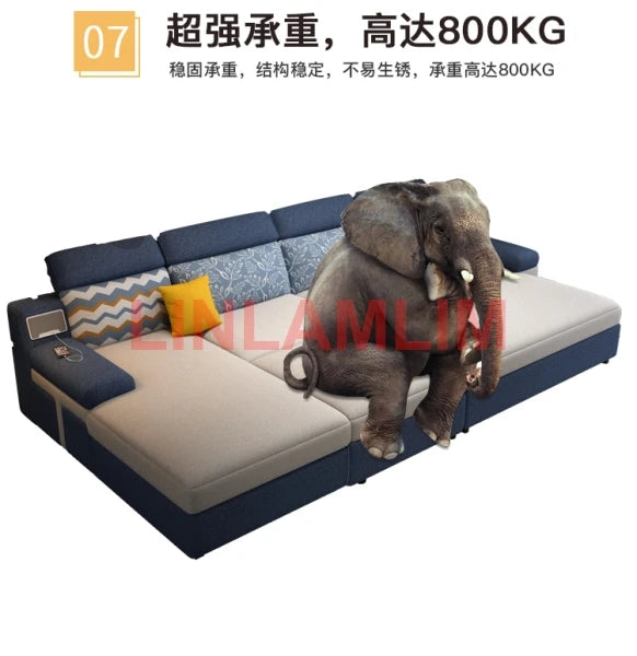 Tech Smart Sofa Bed Fabric Functional Sleeper Couch Convertible Sofas Bed Big Sofas Cama Nordic Salon with Bluetooth Audio,USB C - Clikcy