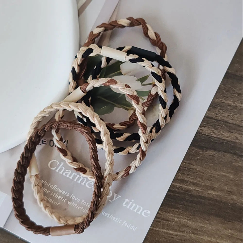 6pc Fashion European and American Elastic Hair Bands for Women Girls Hair Ties Rings Rope for Hair Accessories Ponytail Holder - Clikcy