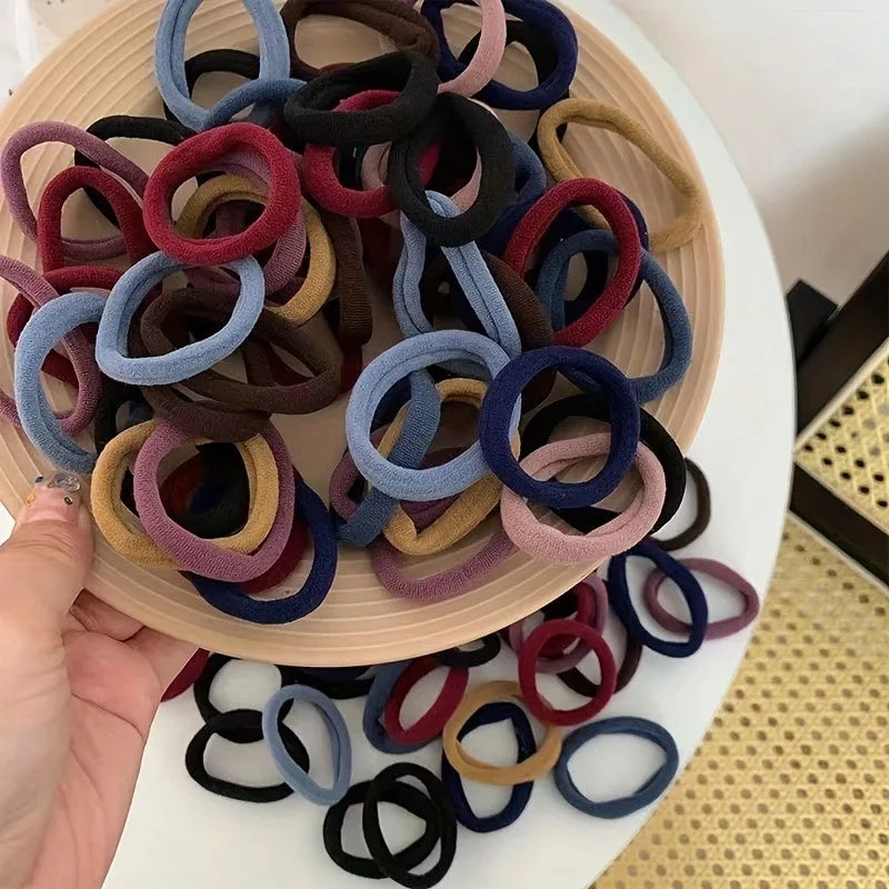 50PCS/Set New Women Girls Candy Colors Nylon Basic Scrunchie Hair Tie Ponytail Hold Hair Rubber Bands Fashion Hair Accessories - Clikcy