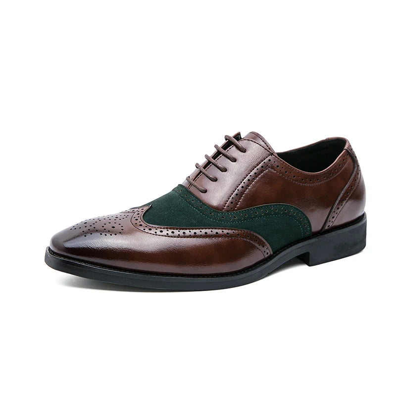 Men Genuine Cow Leather Brogue Wedding Business Mens Casual Flats Shoes Luxury Brand Oxford Shoes for Men's Shoes Platform Shoes