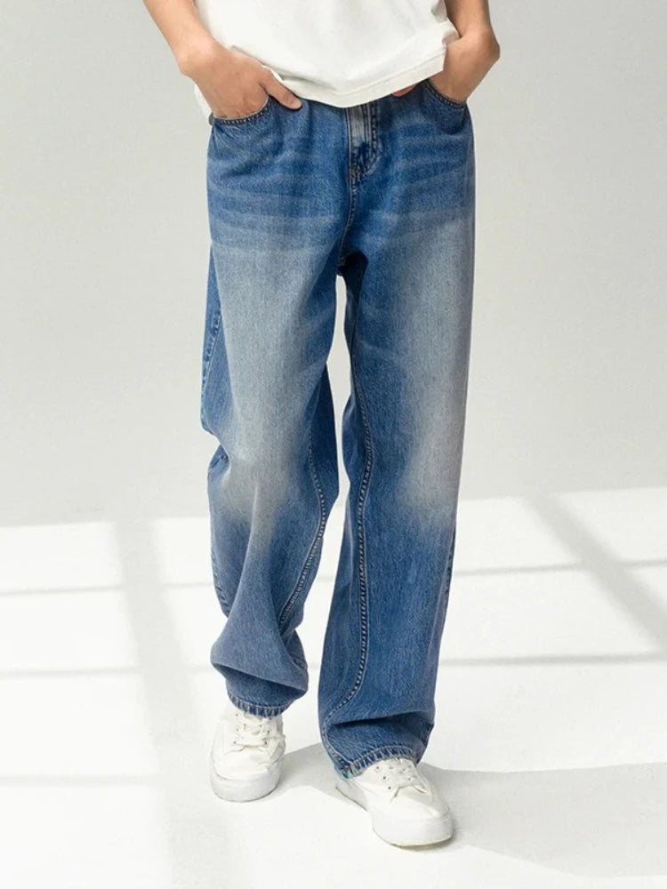 KUBRO Denim Jeans Men 2025 Summer Loose-Fit Straight-Leg Soft Denim Fashionable Vintage Men's Summer Pants Jorts Drip Clothing - Clikcy