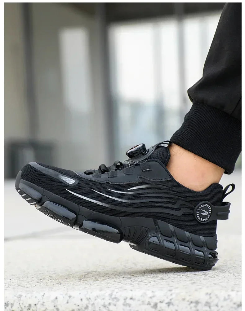 Rotating Button New Safety Shoes Men Anti-smash Anti-puncture Work Shoes Fashion Men Sport Shoes Security Protective Boots Men - Clikcy