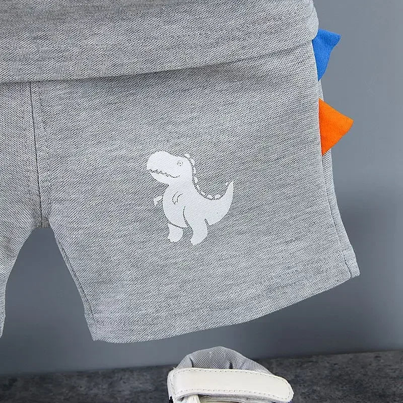 Summer Children Clothes Baby Boys Clothes Set Dinosaur Printed Turn-down Collar T-Shirts Tops+ Shorts 2PCS/Suit Infant Clothing - Clikcy