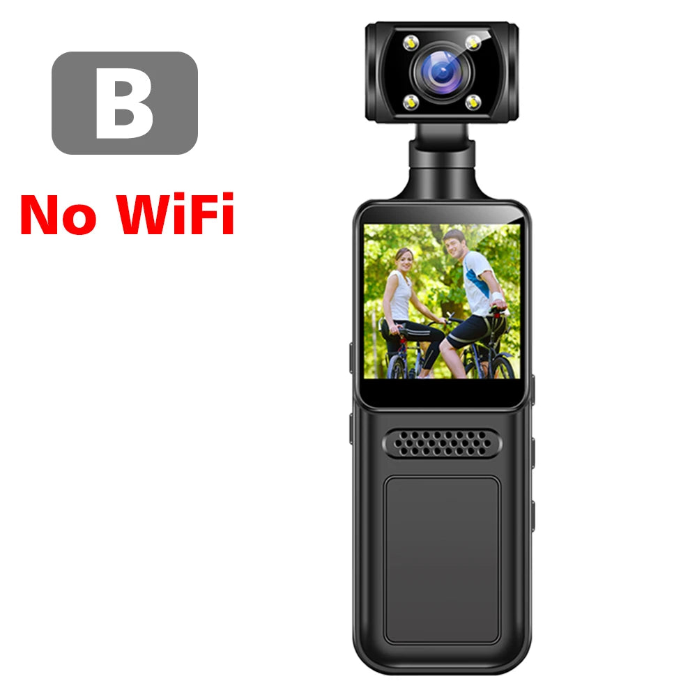 128GB 4K Ultra HD Action Mini Camera 180 Rotatable Vlog Wifi Sports Cam Waterproof Case Helmet Travel Bicycle Driver Recorder - Clikcy