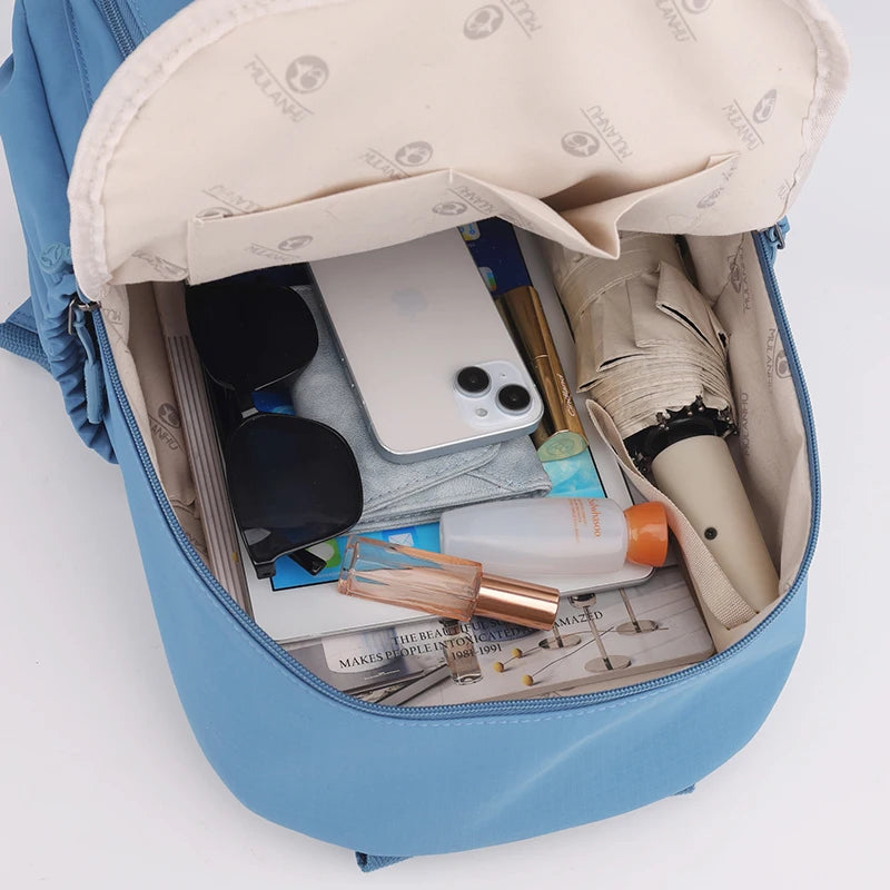 Casual Backpack Women Waterproof Nylon Back Pack Large Capacity Student Daypack Simple Schoolbag for Girls Ladies Travel Bags - Clikcy