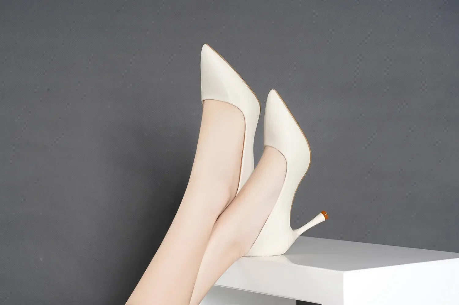 Korean Style Women's Pointed Toe High Heels Slim Fit Professional Work Shoes Solid Color Simple Design Adult Summer Footwear - Clikcy