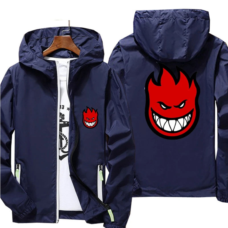 Ripper Spitfire Zombie Wheels Bomber Men Jacket Plus Size Thin Windbreaker Skin Ultra Light Slim Fit Pilot Hooded Coat Cycling - Clikcy