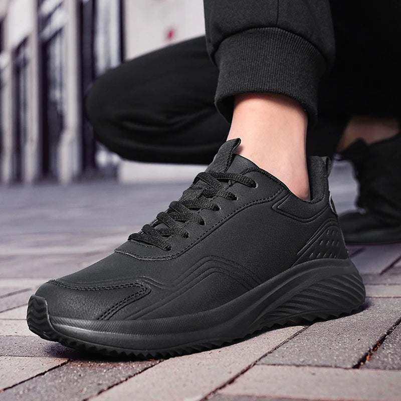 Leather Cushioned Sports Shoes For Men's Lightweight Casual Running Shoes For Autumn And Winter Men's Shoes Versatile And Trendy