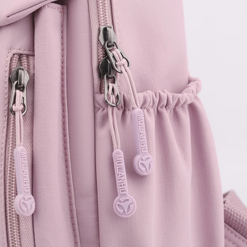 New High Quality Nylon Women Back Pack Solid Color Waterproof Travel Backpack Casual School Bags Girls Shoulder Bag Sac A Dos - Clikcy