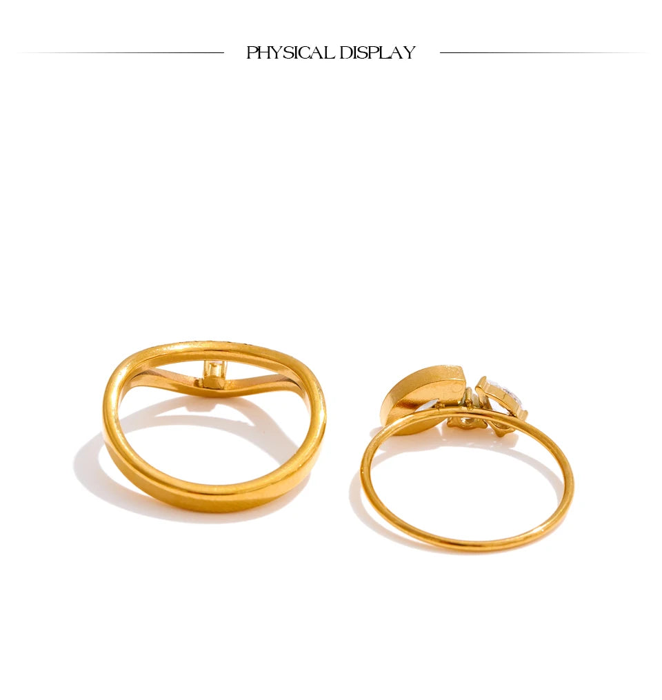 Yhpup Size 6 7 8 Delicate Shiny CNC Cubic Zirconia Ring High Quality 18K Gold PVD Plated Stainless Steel Finger Jewelry Gift - Clikcy