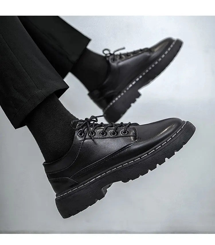 Men's Chef Shoes Casual Work Leather Shoes Business Kitchen Black Shoes Comfortable Breathable PU Insole Rubber Outsole