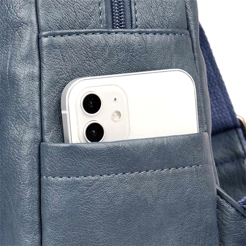 Bagpack Female Leather Backpack Designer Shoulder Bags For Women 2024 Back Pack School Bags For Teenage Girls Mochila Feminina - Clikcy