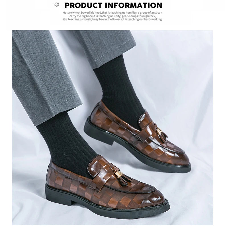 Fashion Designer Formal Slip On Men Dress Shoes New Classic Leather Oxfords For Party Business Shoes Men's Wedding Flat Loafers