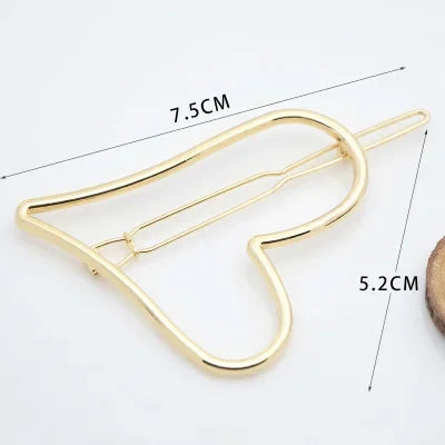 20240Fashion Woman Hair Accessories Triangle Hair Clip Pin Metal Geometric Alloy Moon Circle Hairgrip Barrette Girls Headwear