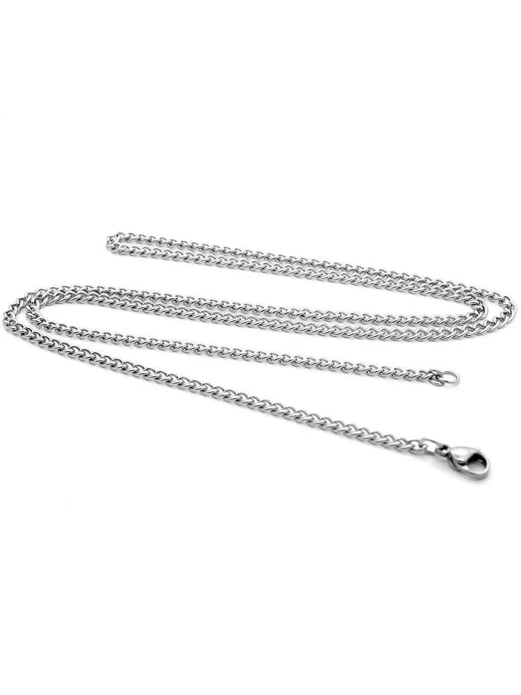 3mm Men's Cuban Chain Necklace Simple Stainless Steel Necklace Fashion Titanium Steel Jewelry Trend Accessories Gift - Clikcy
