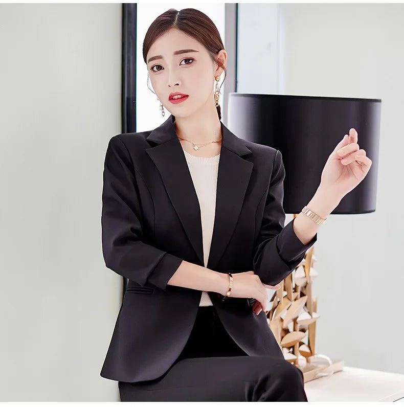 Spring Blue Women's Long-sleeved Suit Jacket, Korean Style Slim Short Coat Women, Asian Size M-XXXL, Girl's Blazers - Clikcy