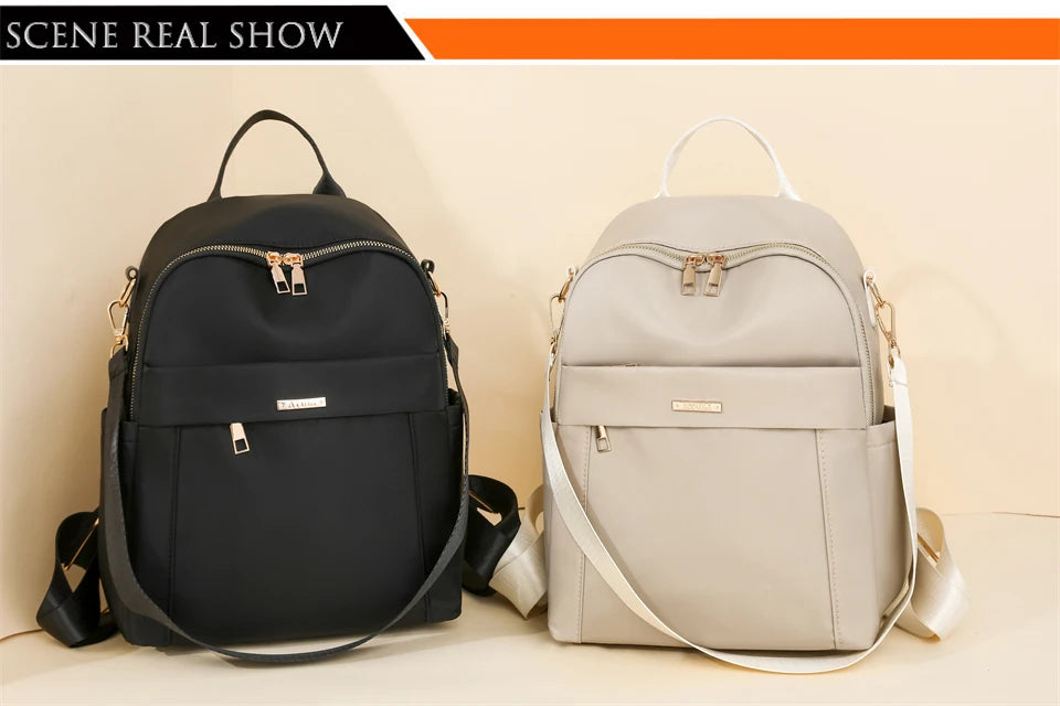Simple Modern Backpack Women Waterproof Nylon Daypack Large Capacity School Bag Student Lightweight Back Pack Ladies Travel Bags - Clikcy