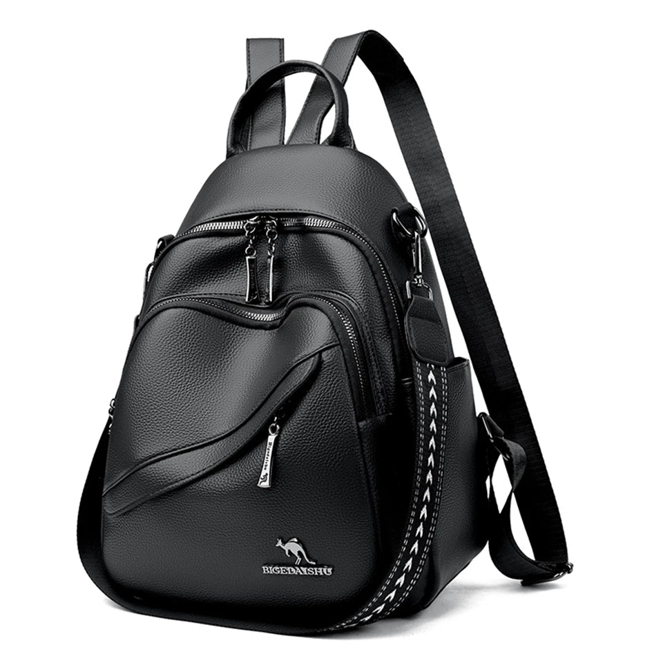 Fashion Backpacks Women Shoulder Bag Simple Rucksack Female Soft Leather Back Pack Ladies Travel Bag Large Capacity School Bags - Clikcy