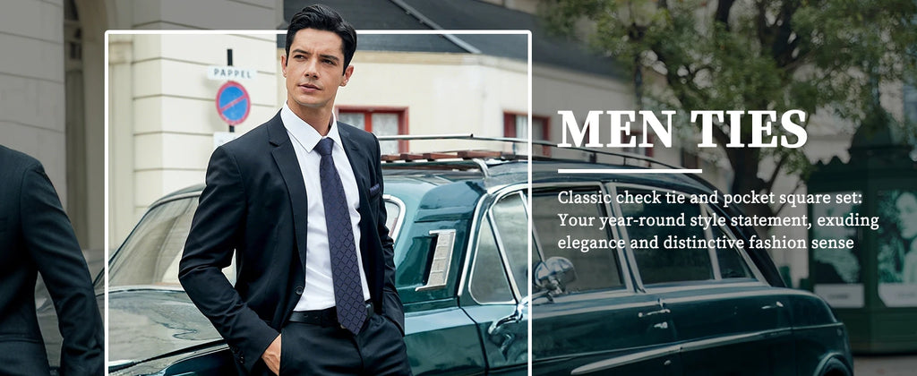 Classic 100% Silk Men's Ties In Gift box 8cm Plaid Dot Striped Business Necktie Handkerchief Cufflinks Wedding Party Tie Set - Clikcy