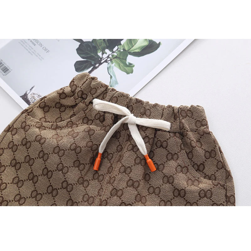 1 2 3 4 5 Years Summer Boys Clothing Set Tiger Pattern T-shirt + Grid Design Shorts 2Pcs Suit For Kids Casual Children Outfit - Clikcy