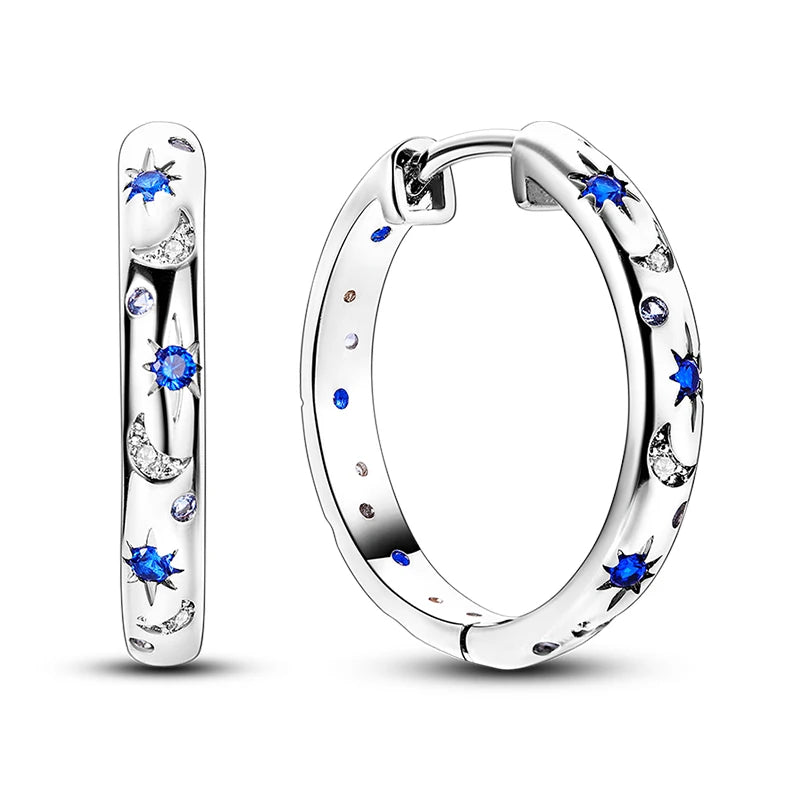 Original 925 Sterling Silver Women Hoop Earrings High Quality Shine Zircon U Shaped Classic Style Earring For Women Jewelry Gift