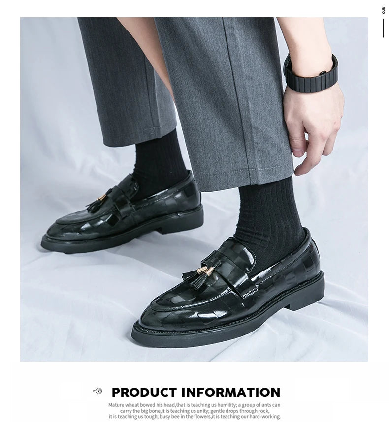 Fashion Designer Formal Slip On Men Dress Shoes New Classic Leather Oxfords For Party Business Shoes Men's Wedding Flat Loafers