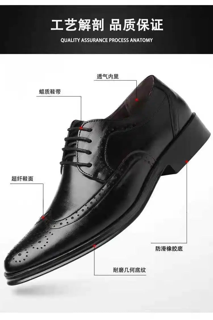 Men's Classic Retro Brogue Shoes Mens Lace-Up Business Leather Shoes Dress Office Flats Men Wedding Party Oxfords Work Footwear
