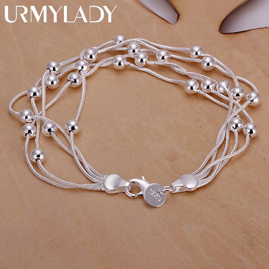 hot sell fashion fine product 925 Sterling Silver Jewelry chain beads Bracelets For cute lady women gifts H234 - Clikcy