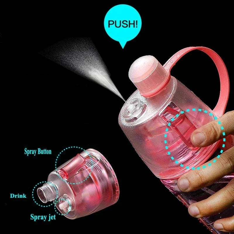 600ml New Creative Spray Water Bottle Portable Atomizing Bottles Outdoor Sports Gym Drinking Drinkware Bottles  Water Gourds - Clikcy