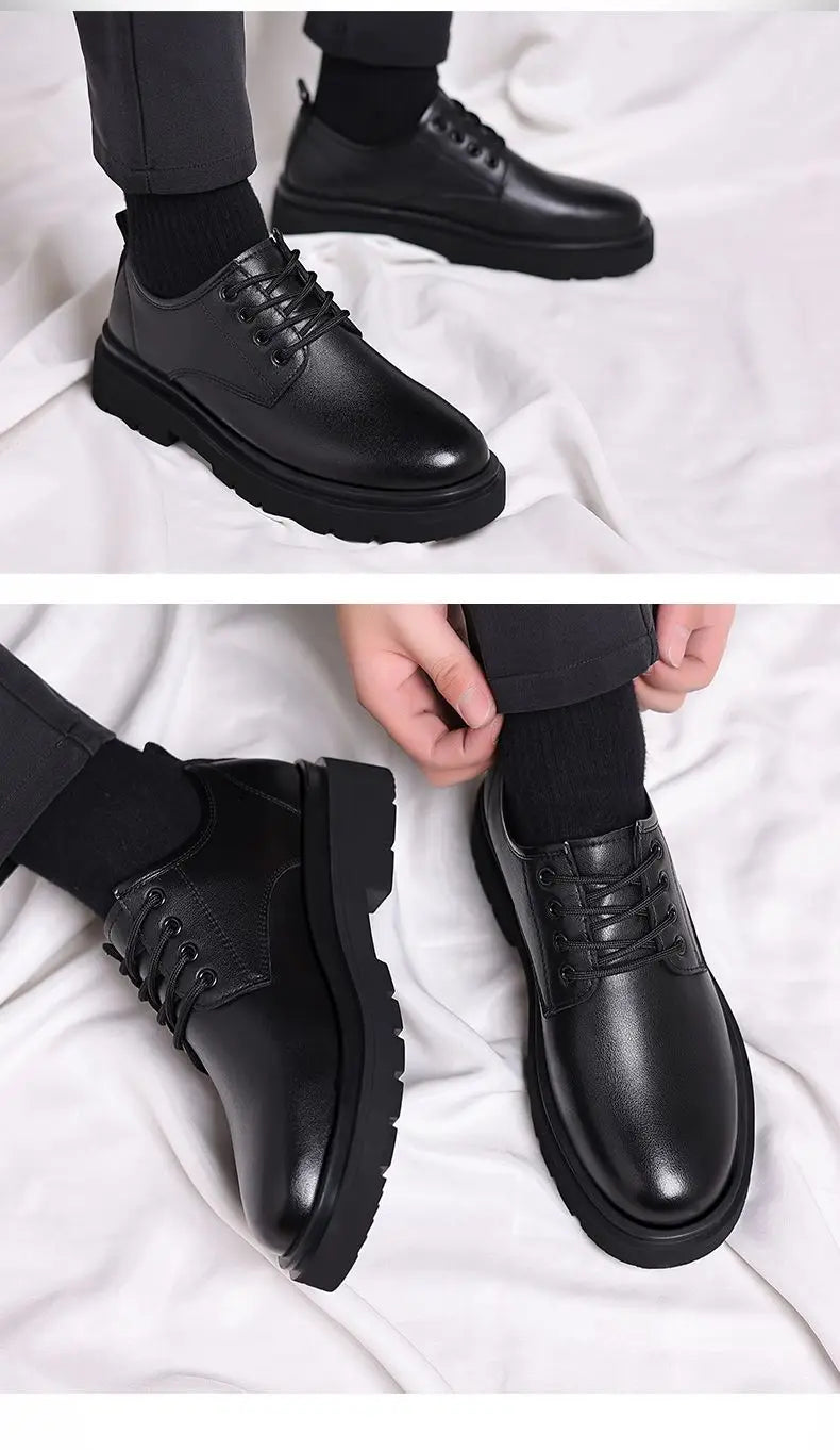 Leather Casual Round Toe Social Shoe Male Black Men's Formal Shoes Business Cheap Clearance Liquidation Clothing 2024 Trend 39