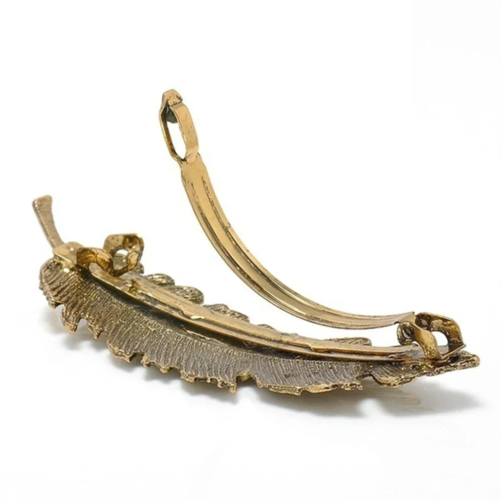 New Alloy Vintage Hair Clip Feather Leaf Shape Barrette Metal Hairpins for Women Korean Fashion Lady Headwear Hair Accessories - Clikcy