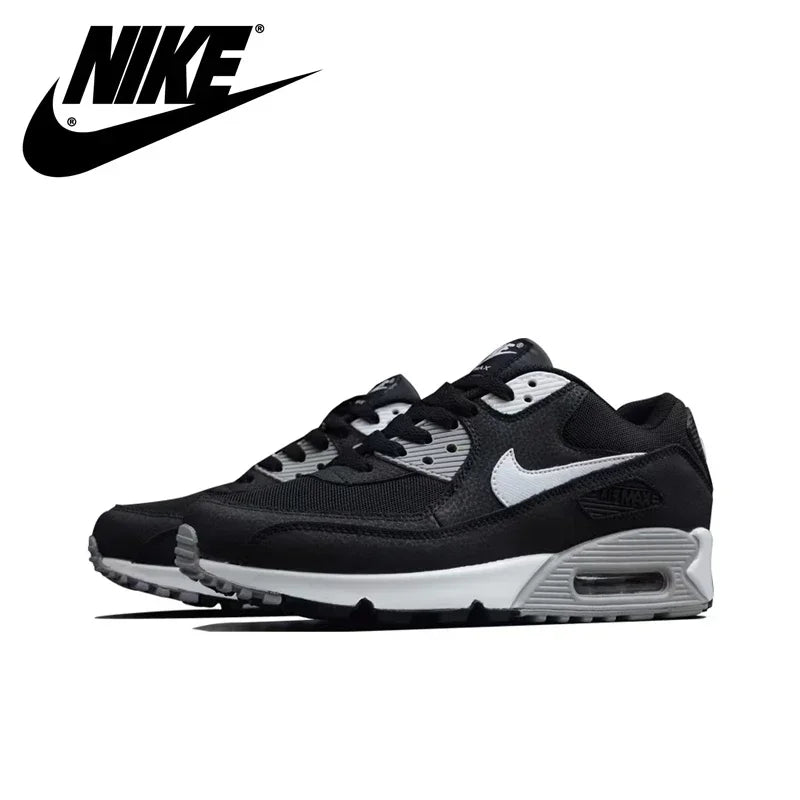 Nike Air Max 90 Men's and Women's Running Shoes Breathable Retro Waffle Shoes Forrest Gump Shoes Black and White Gray/white Hook
