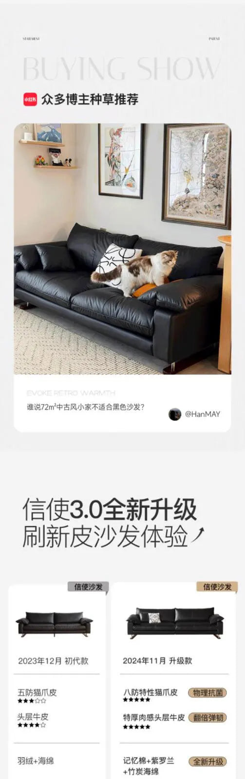 Comfortable Vintage Sofas Fancy Genuine Leather Lounge Living Room Couches Designer Solid Wood Divano Da Soggiorno Furniture - Clikcy