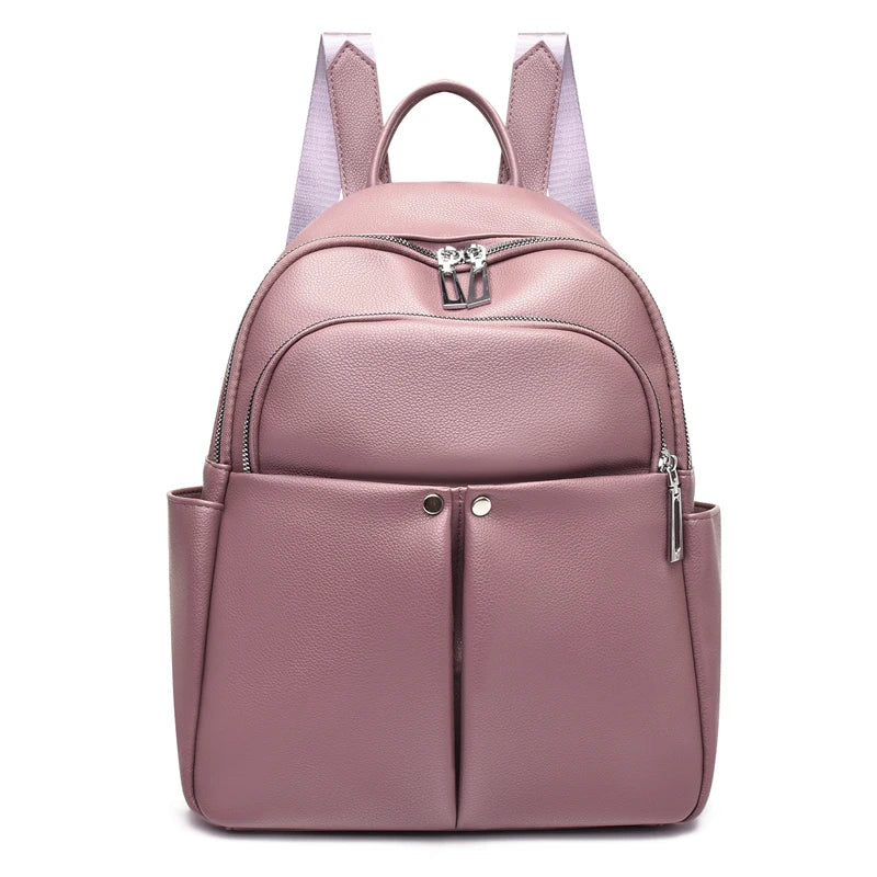 New High-quality Women's Backpack Travel Large Backpack PU Leather Handbag Schoolbag For Girls Women's bag Female Shoulder Back - Clikcy