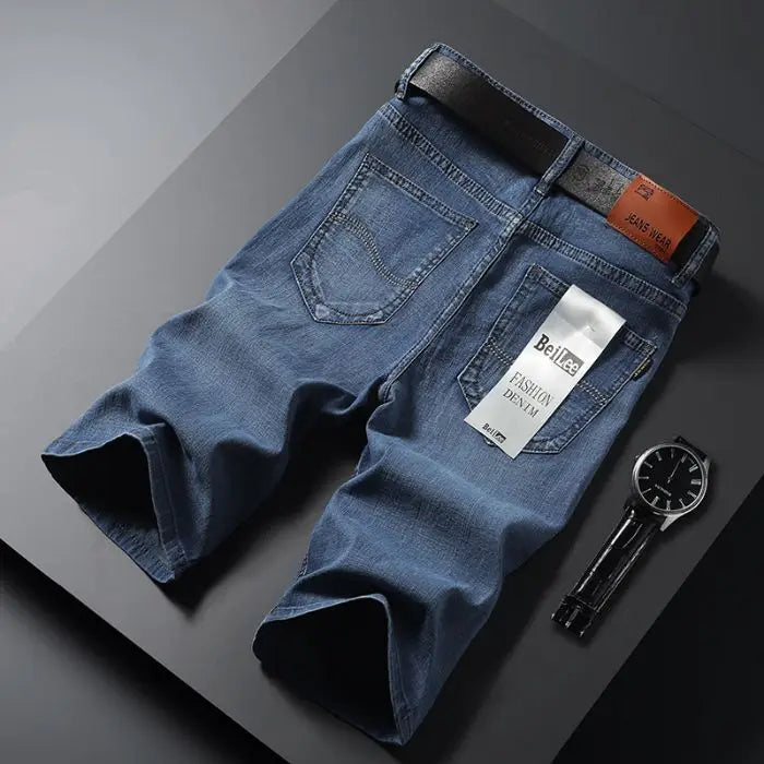 Summer Classic Shorts Jeans Men Denim Pants Straight Stretch Casual Cool Thin Knee Length Blue Fashion Brand Daily jorts - Clikcy