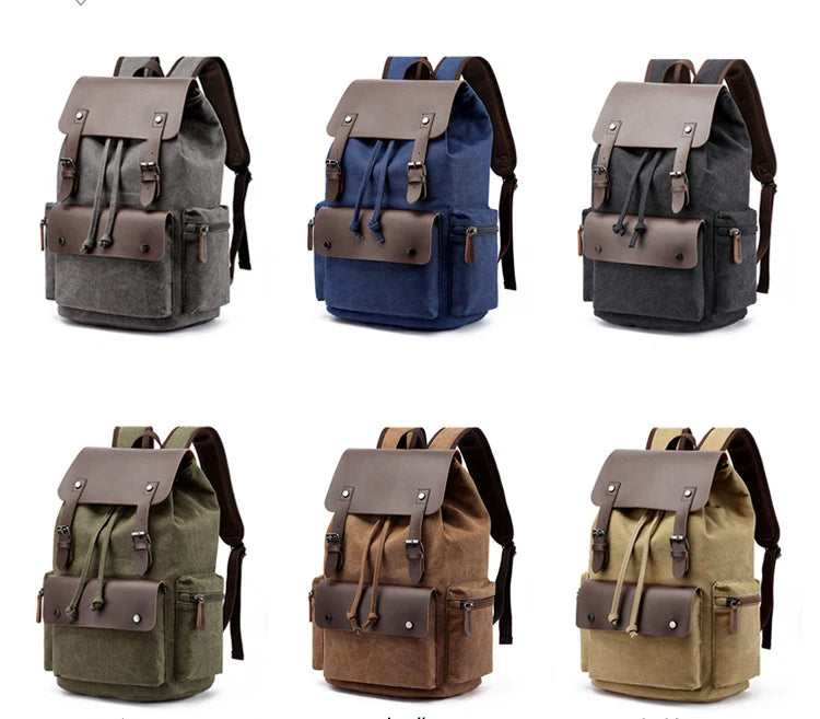 NEW Men's Backpack Vintage Canvas Backpack School Bag Men's Travel Bags Large Capacity Backpack Laptop Backpack Bag High Qualit - Clikcy