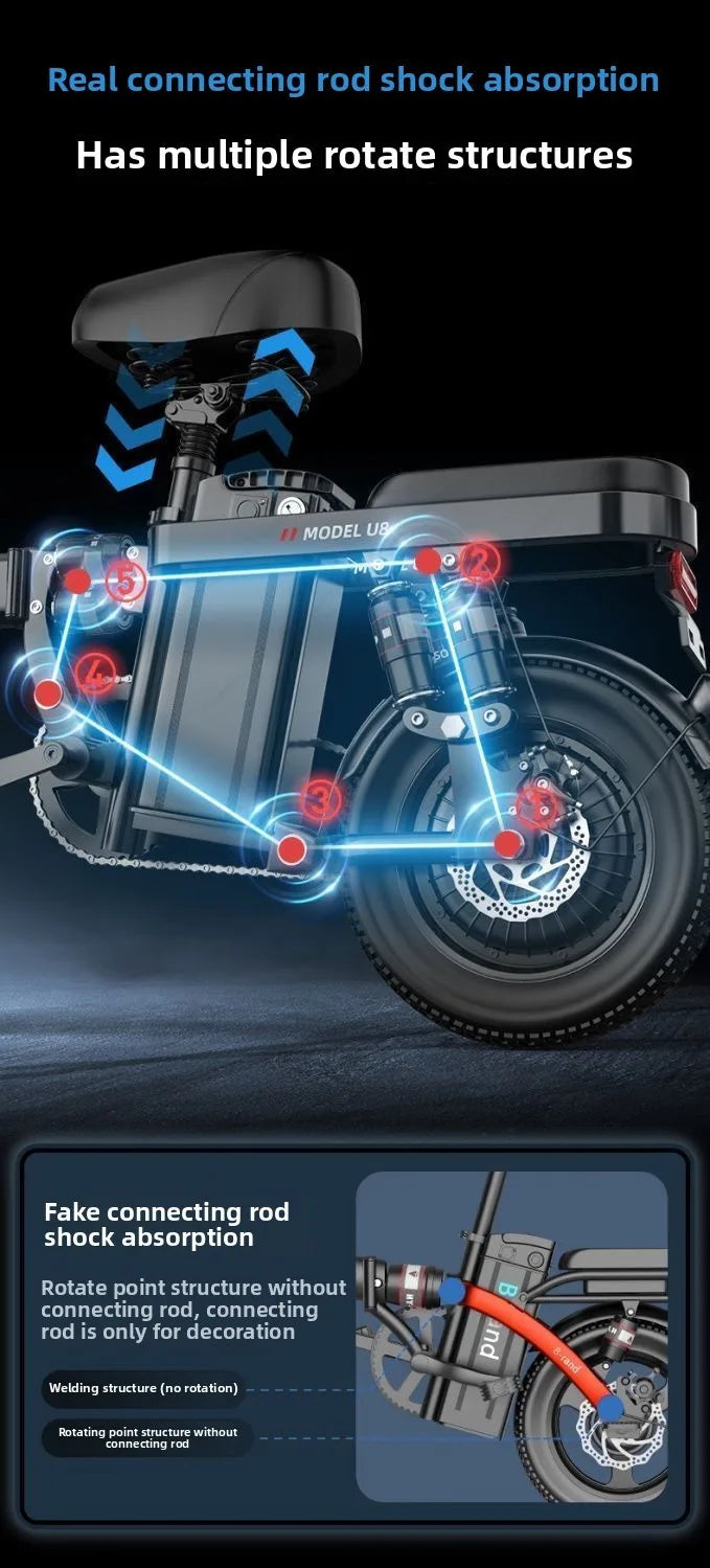 Aluminum alloy electric bicycle, ultra lightweight, portable, compact, foldable, lithium battery electric bike - Clikcy