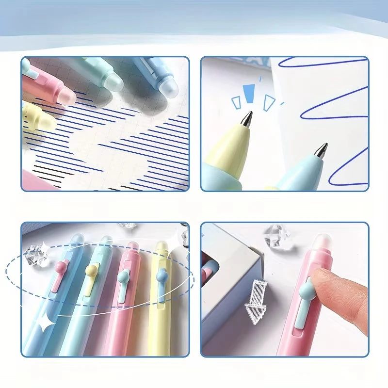 4Pcs/Box Retractable Erasable Gel Pens Fine Point 0.5 mm No Need for White Out, 4pack Black/Blue Ink for Completing Sudoku and C - Clikcy