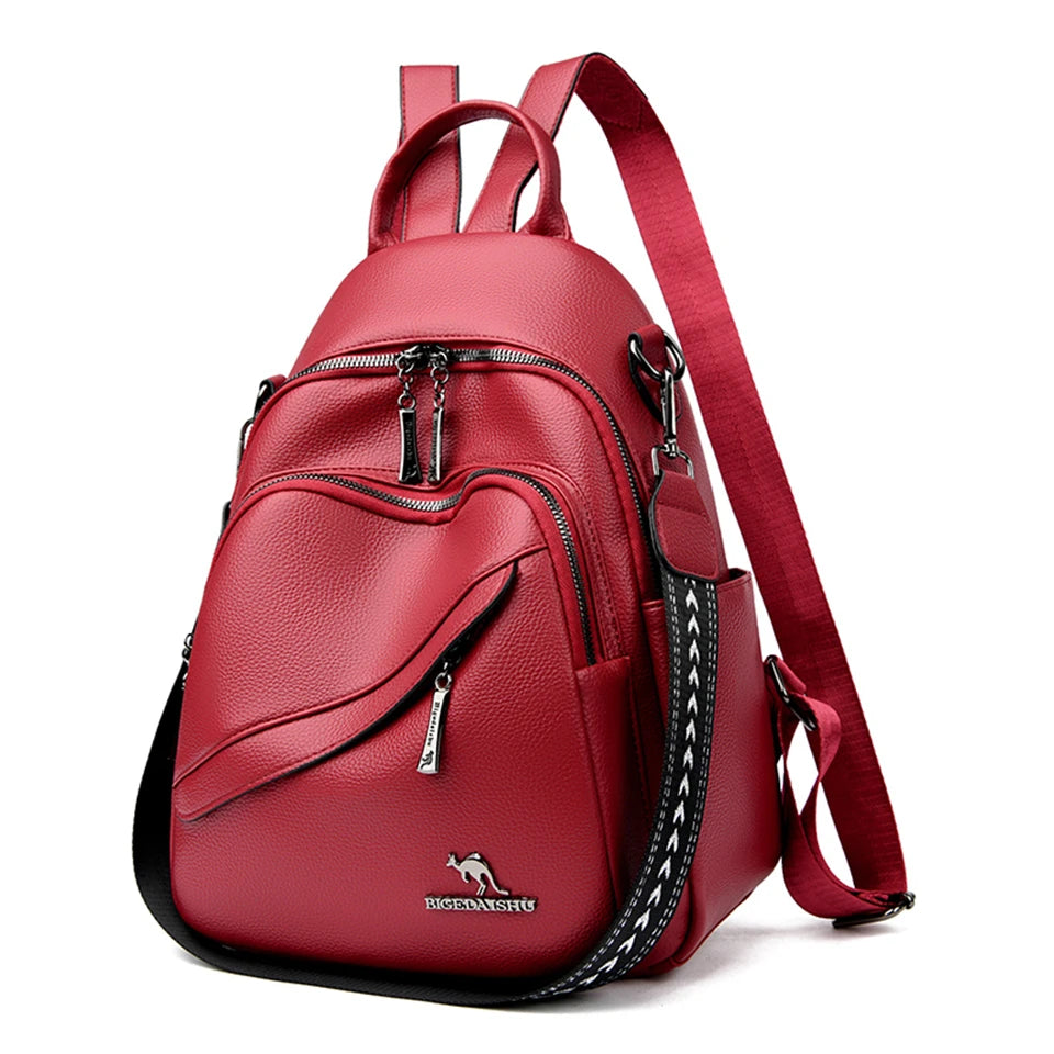 Fashion Backpacks Women Shoulder Bag Simple Rucksack Female Soft Leather Back Pack Ladies Travel Bag Large Capacity School Bags - Clikcy