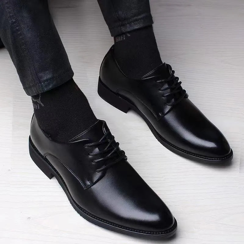 Spring and Autumn British Casual Business Formal Leather Shoes Men Shoes Heightening Single Shoes Shoes Casual Shoes Suit - Clikcy