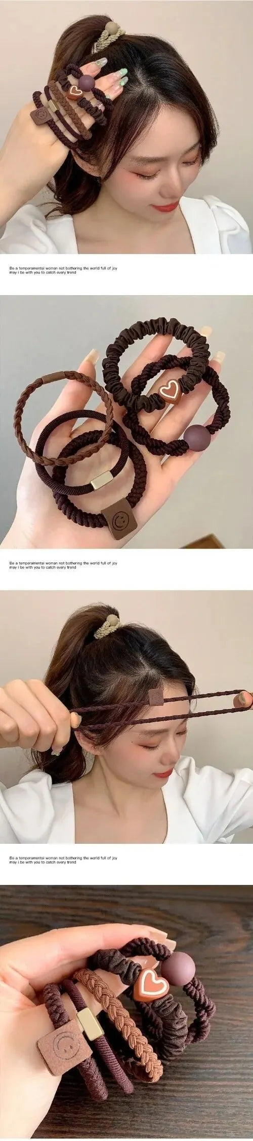 10PCS Headband Leather Band Female High Ponytail Holster Hair Accessories Simple High Elasticity Durable Rubber Band Hair Circle - Clikcy