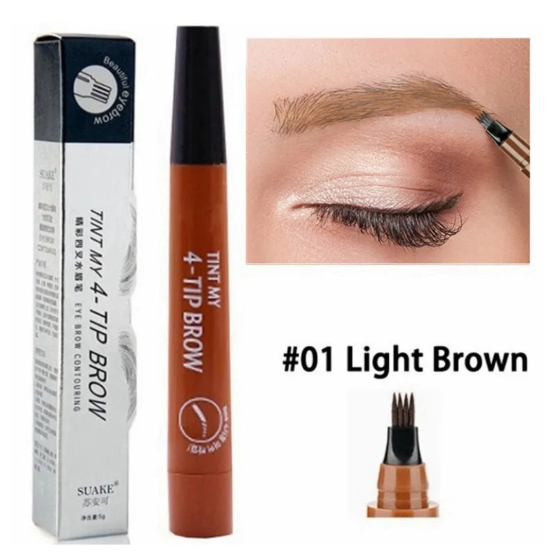 4 Splitted Head Eyebrow Pencil Long Last Smudge Proof Waterproof Sweat Proof High Pigmented Easy Applying Liquid Eyebrow Pencil - Clikcy