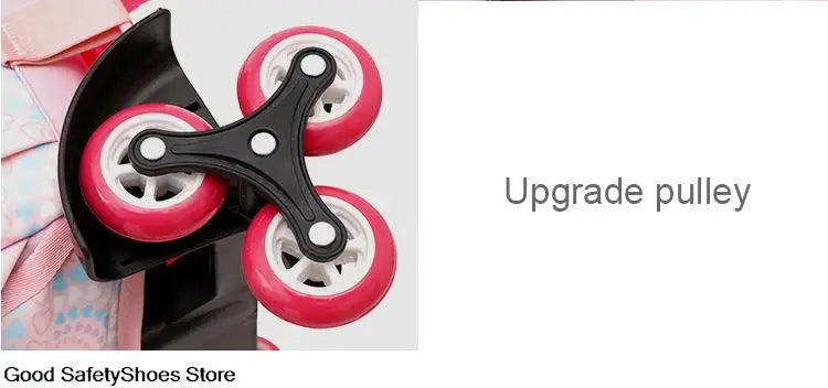 Rolling School Bags for Girls Backpack Children Waterproof School Backpacks with Wheels Middle School Trolley Luggage Back Pack - Clikcy