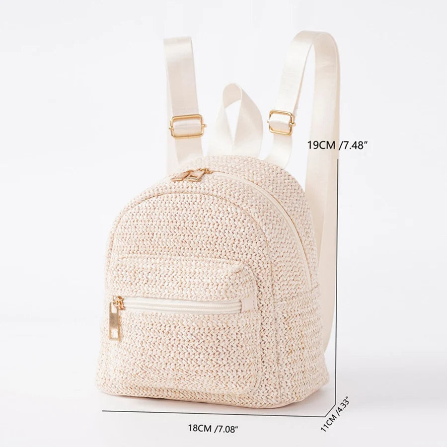 Summer Mini Straw Backpack Bag For Women Woven Handmade Handbag Stylish Ethnic Style Travel Beach Bag Weave Tote Female Rucksack - Clikcy