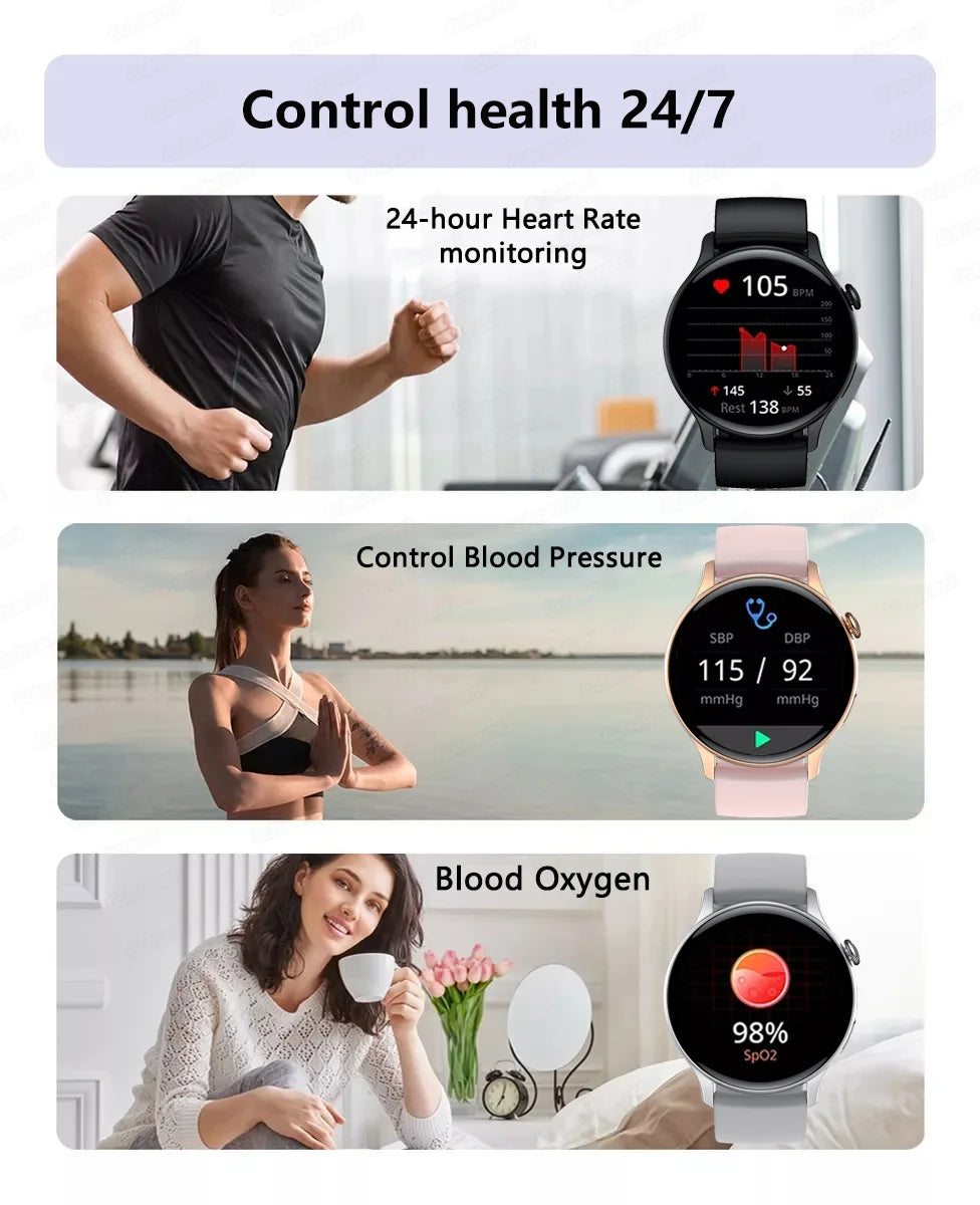 2024 New GPS Smart Watch Women True AMOLED 466*466 HD Screen Health Tracker Sports NFC Voice Bluetooth Call Smartwatches Ladies - Clikcy