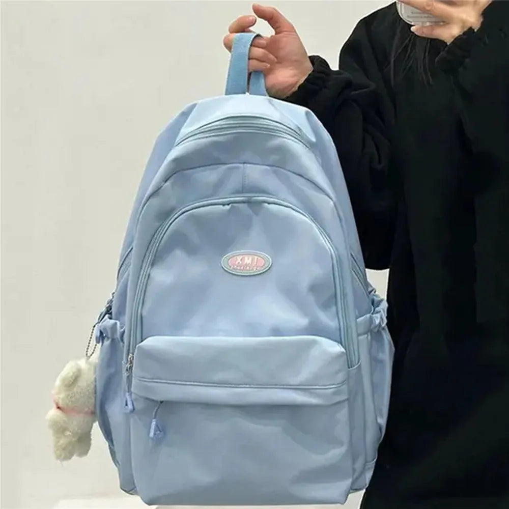 Cute Large Capacity Backpack Shoulder Bag Bookbags Nylon Travel Knapsacks Kawaii Candy Color Student Daily Zipper School Bags - Clikcy