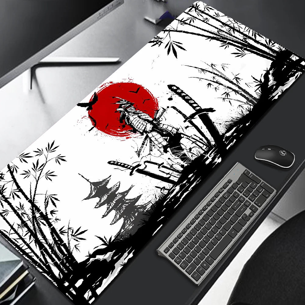 Samurai Warrior Mouse Pad Gamer Computer Accessories Keyboard Table Mat Black Mousepad Company Gaming Laptop Desk Accessory Pc - Clikcy
